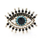 Jeweled Evil Eye with Rhinestone Lashes Brooch — Black Accents