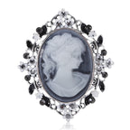 Ornate Jeweled Cameo Portrait Brooch
