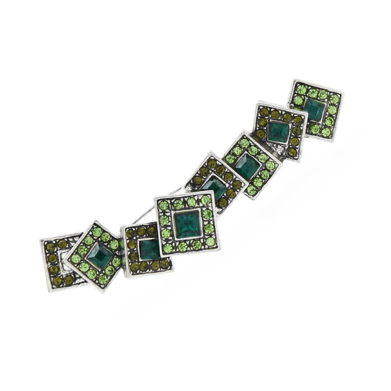 Geometric Square Rhinestone Bar Brooch