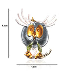 Enamel Antlered Owl Brooch
