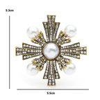 Vintage Pearl-Look Cross Brooch — dimensions