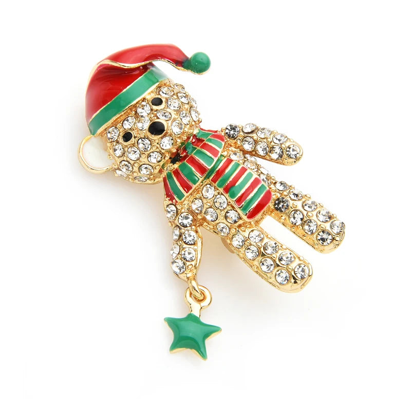 Christmas Teddy Bear with Hanging Star Brooch — product view