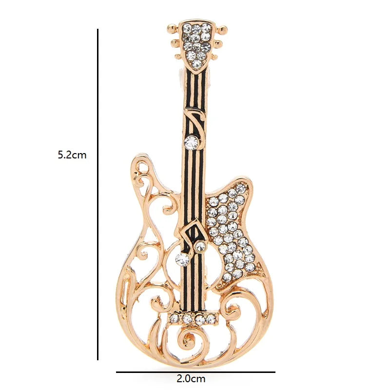 Jeweled Electric Guitar Brooch
