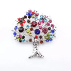Multicolor Jeweled Tree Brooch
