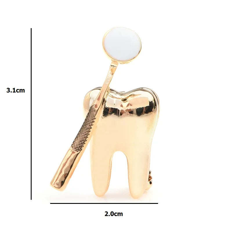 Tooth and Dental Mirror Brooch