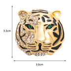 Jeweled Tiger Face Brooch