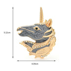 Enamel Unicorn Head Brooch