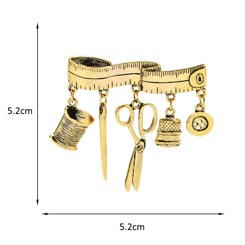 Vintage Sewing Tools Brooch