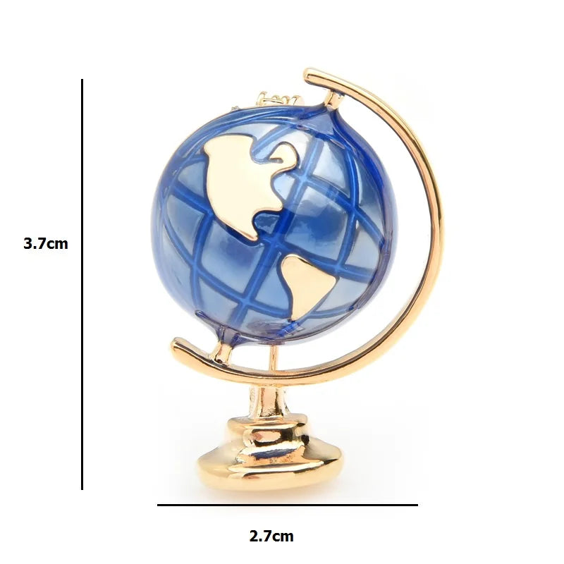 Blue Enamel Desktop Globe Brooch