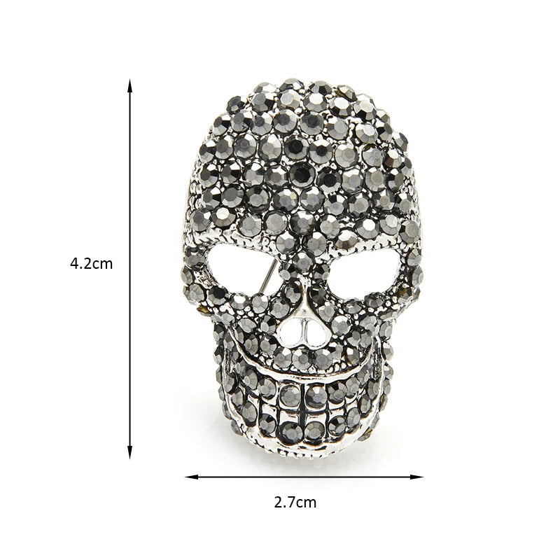 Crystal Pavé Skull Brooch