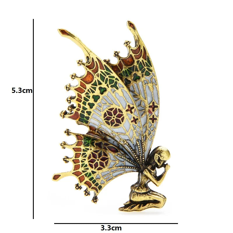 Patterned Butterfly Wing Fairy Brooch