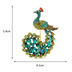 Jeweled Peacock with Curled Tail Brooch
