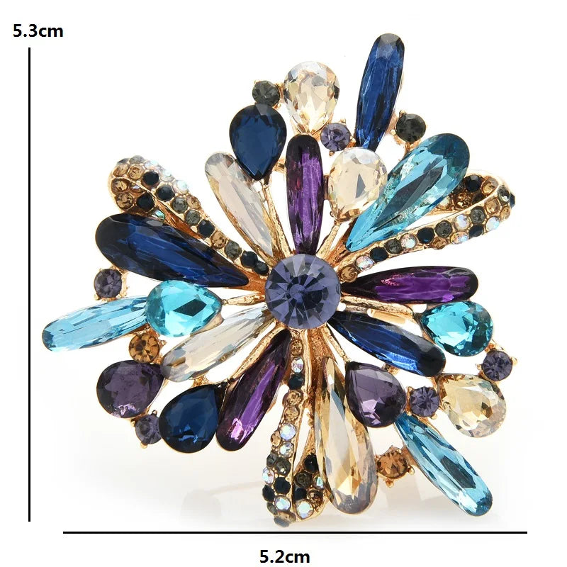 Multicolor Marquise Flower Brooch