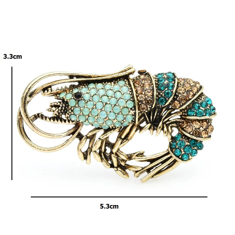 Vintage Jeweled Shrimp Brooch