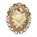 Carved Rose Cameo Brooch