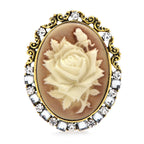 Carved Rose Cameo Brooch