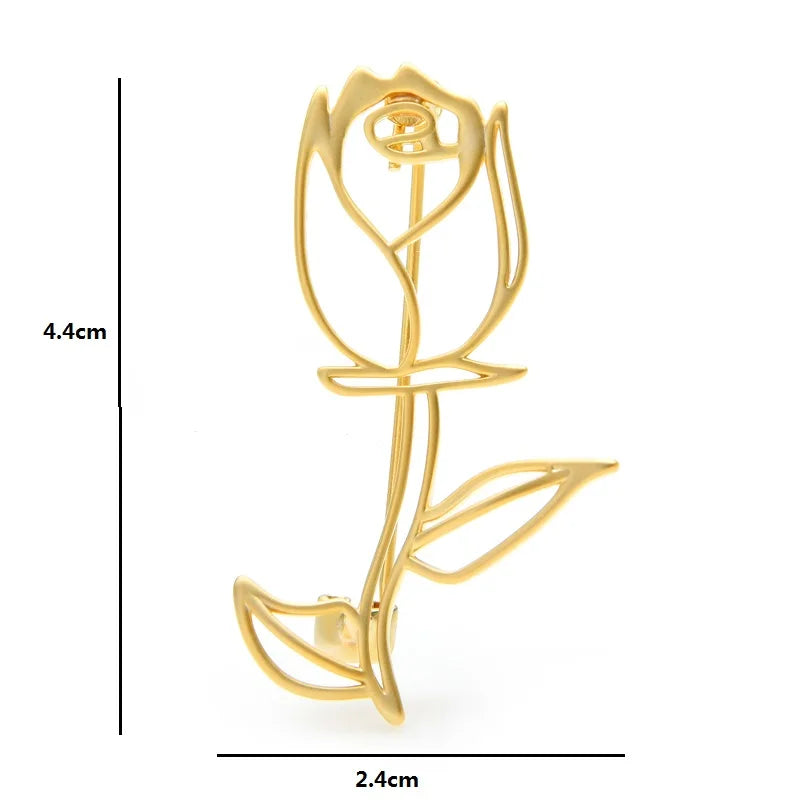 Minimalist Openwork Rose Brooch