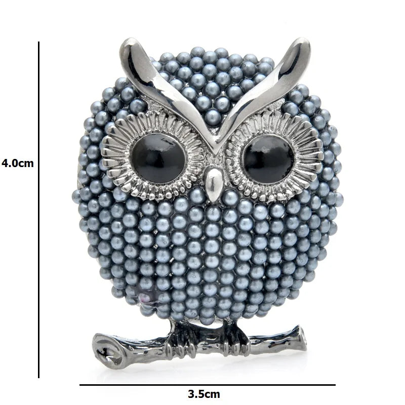 Pearl-Look Owl on Branch Brooch