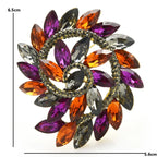 Spiral Marquise Crystal-Look Flower Brooch