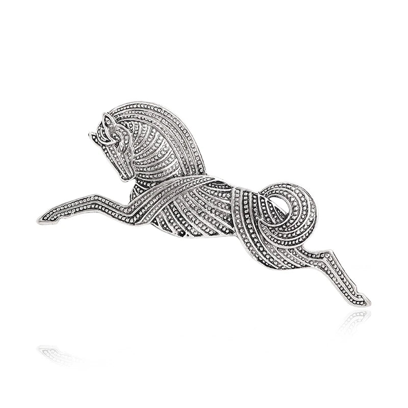 Textured Running Horse Brooch