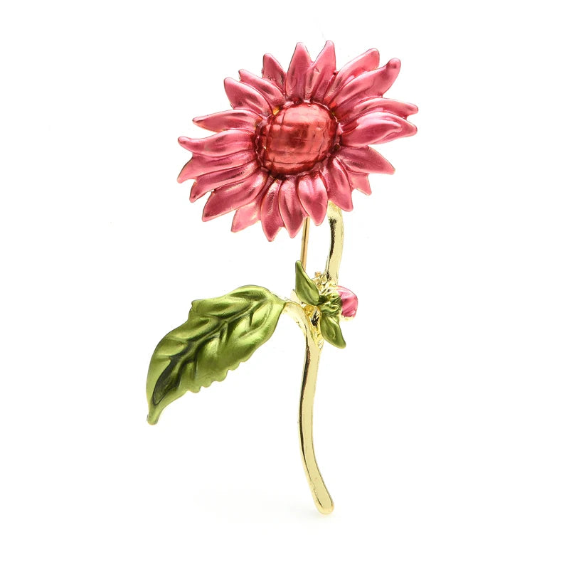 Tall Enamel Sunflower Brooch