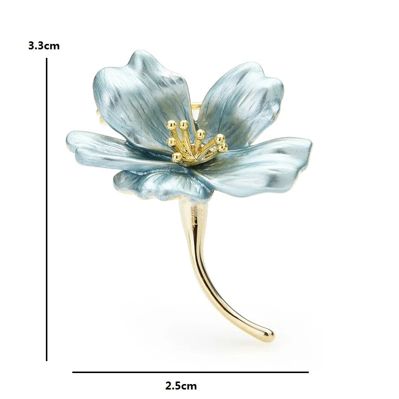 Soft Enamel Blossom Stem Brooch