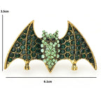 Green Rhinestone Bat Brooch