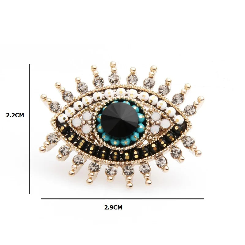 Jeweled Evil Eye with Rhinestone Lashes Brooch — dimensions
