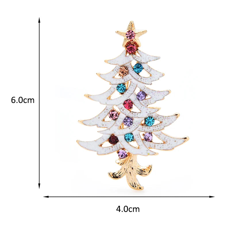 Enamel Christmas Tree with Colorful Jewels Brooch