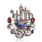 Jeweled Fairytale Castle Brooch