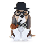 Dapper Dog with Pipe Acrylic Brooch