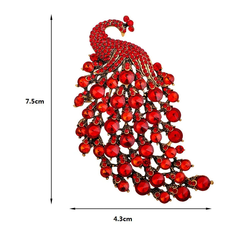 Jeweled Peacock Tail Brooch