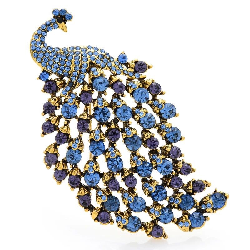 Jeweled Peacock Tail Brooch