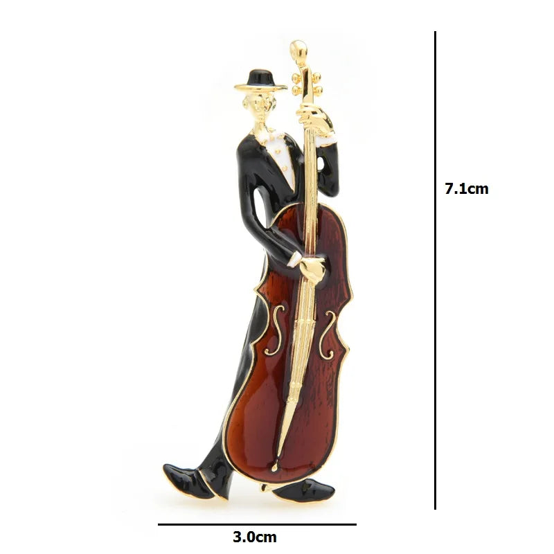 Musician with Upright Bass Brooch
