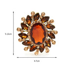 Oval Jewel Halo Flower Brooch