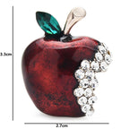 Red Enamel Jeweled Apple Brooch