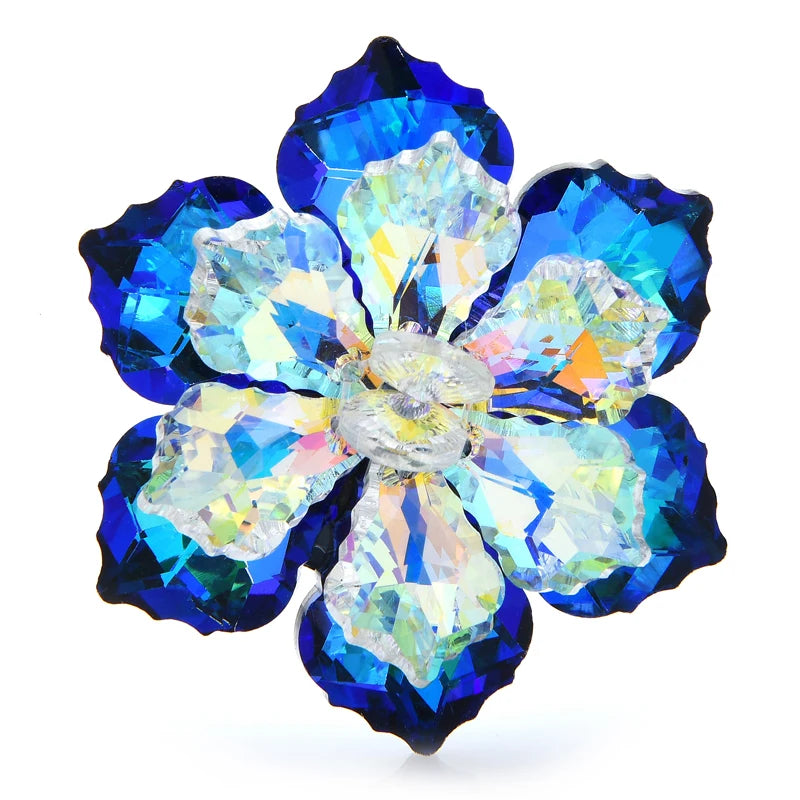 Layered Faceted Glass Flower Brooch
