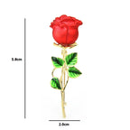 Red Enamel Rose Stem Brooch