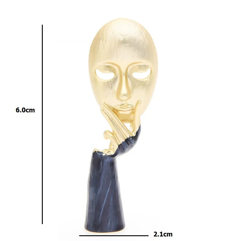 Abstract Face and Hand Brooch