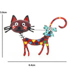 Playful Patchwork Enamel Cat Brooch