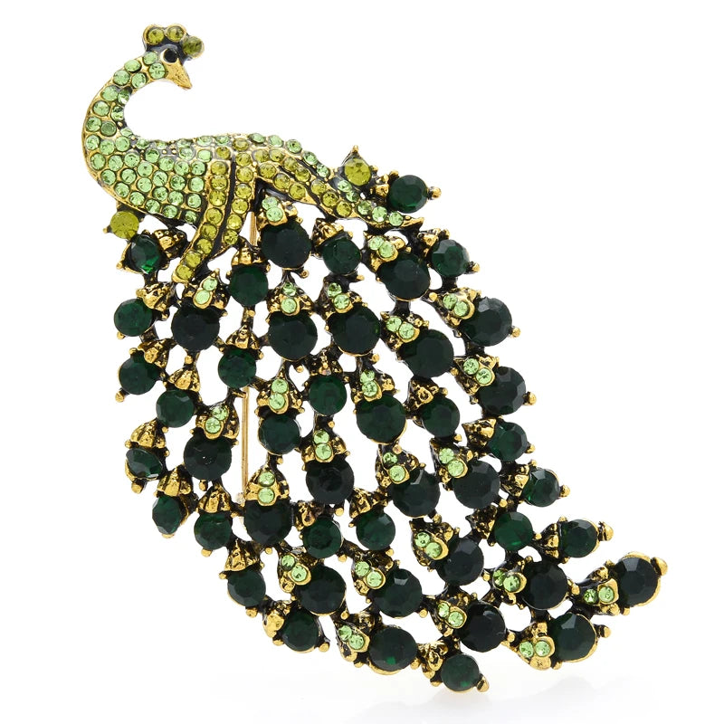 Jeweled Peacock Tail Brooch