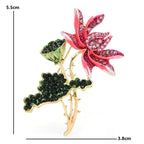 Pink Lotus Flower and Leaf Brooch