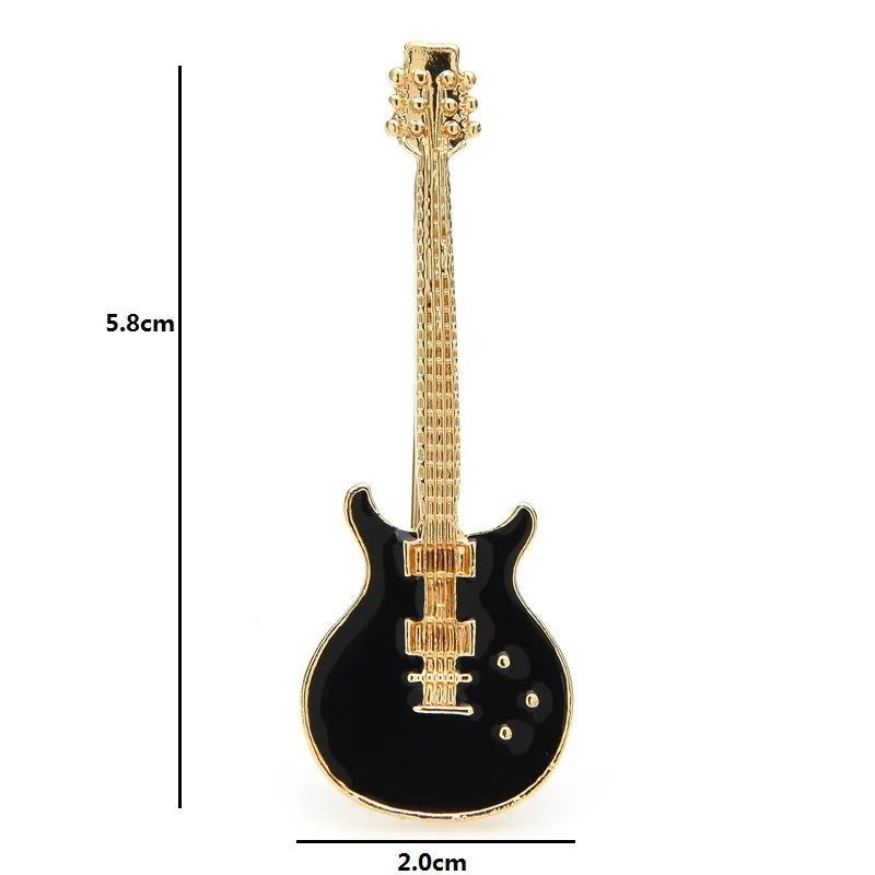 Black Enamel Electric Guitar Brooch