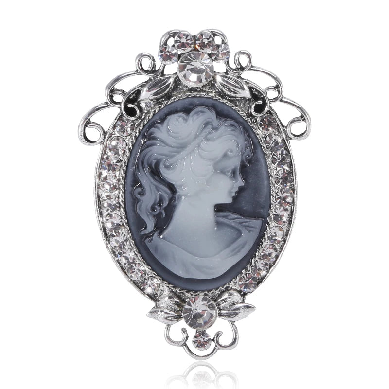 Vintage Oval Cameo with Scroll Frame Brooch