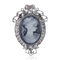 Vintage Oval Cameo with Scroll Frame Brooch