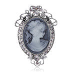 Vintage Oval Cameo with Scroll Frame Brooch