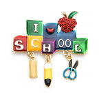 School Letters with Pencil and Apple Brooch — School Letters