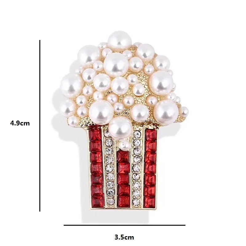 Pearl-Look Popcorn Box Brooch