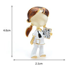 Dark-Haired Doctor with Clipboard Brooch