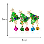 Three Christmas Trees with Colorful Jingle Bells Brooch — dimensions